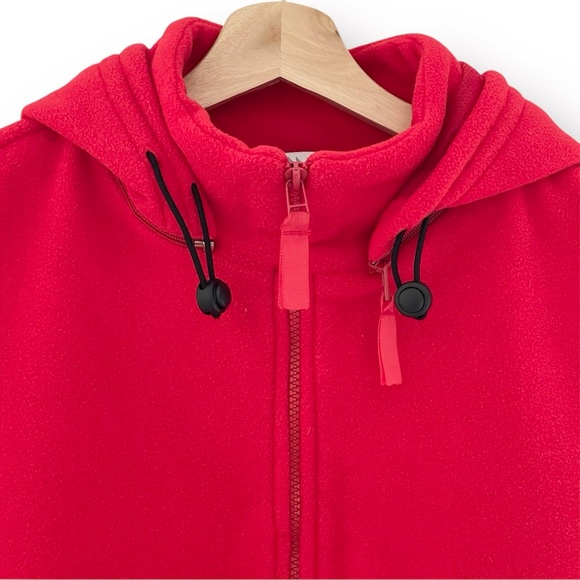 Marisa Christina Fleece Vest Removable Hood Full Zip Red Pockets High Neck - Picture 3 of 16